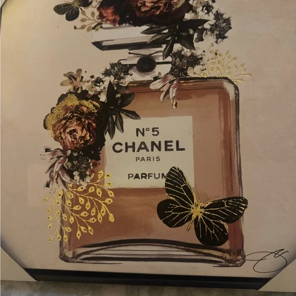 Hobby Lobby Chanel Perfume Bottle Art - Black, Gold, Brown - Picture 3 of 7